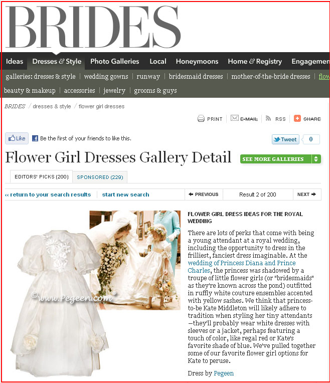 bPegeen.com flower girl dresses chosen as Editor's Picks in Brides.com