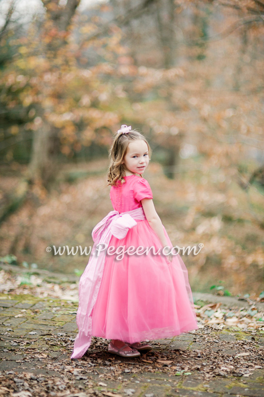 Hot Pink tulle flower girl dresses