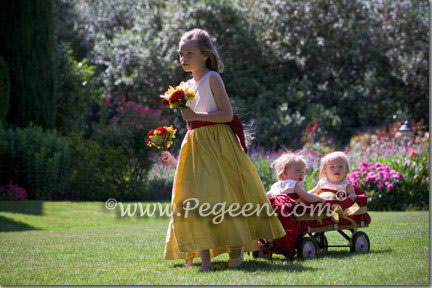 Red and Yellow Flower girl dreses